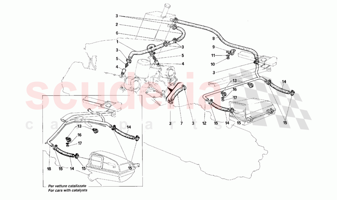 Oil vapor recycling of Ferrari Ferrari F40