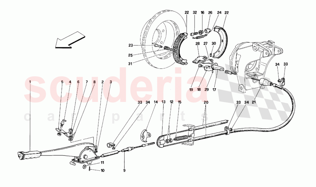 HAND-BRAKE CONTROL of Ferrari Ferrari 348 (2.7 Motronic)