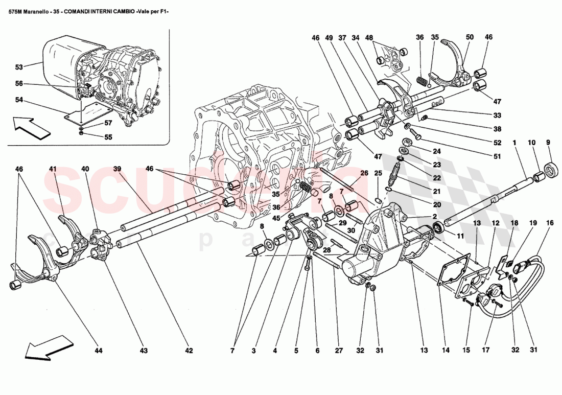 INSIDE GEARBOX CONTROLS -Valid for F1- of Ferrari Ferrari 575M Maranello