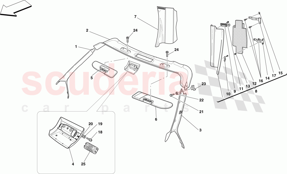 HEADLINER TRIM AND ACCESSORIES of Ferrari Ferrari 430 Spider