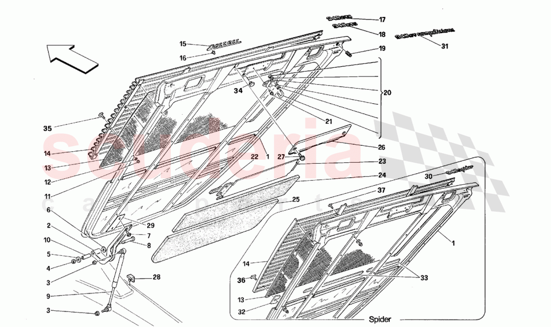 REAR HOOD of Ferrari Ferrari 348 (2.7 Motronic)