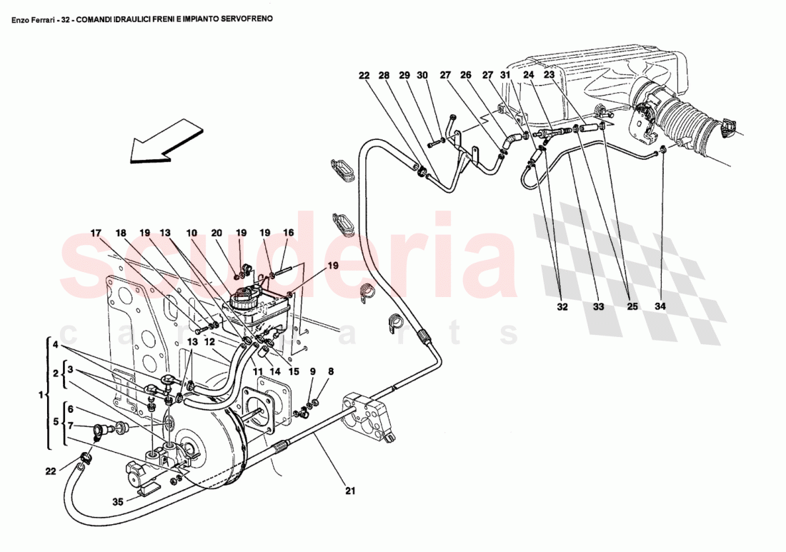 BRAKES HYDRAULIC CONTROLS AND BRAKE BOOSTER SYSTEM of Ferrari Ferrari Enzo