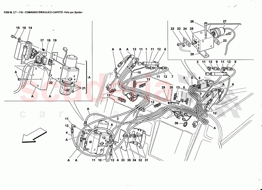 TOP HYDRAULIC CONTROL -Valid far Spider- of Ferrari Ferrari 355 (2.7 Motronic)