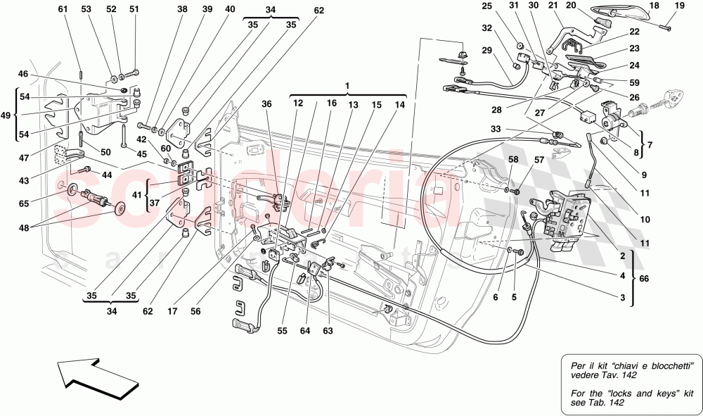 DOORS - OPENING MECHANISM AND HINGES of Ferrari Ferrari 430 Coupe