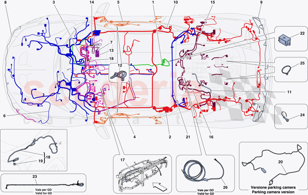 MAIN WIRING HARNESSES of Ferrari Ferrari 458 Speciale