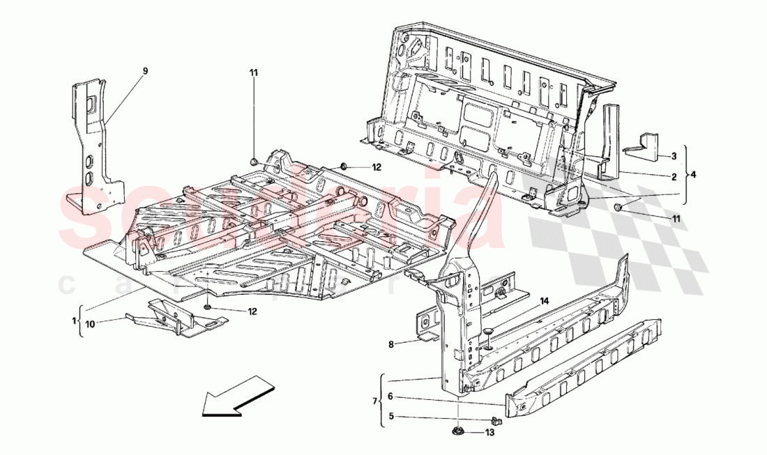 CENTRAL PART STRUCTURES of Ferrari Ferrari 348 (2.7 Motronic)