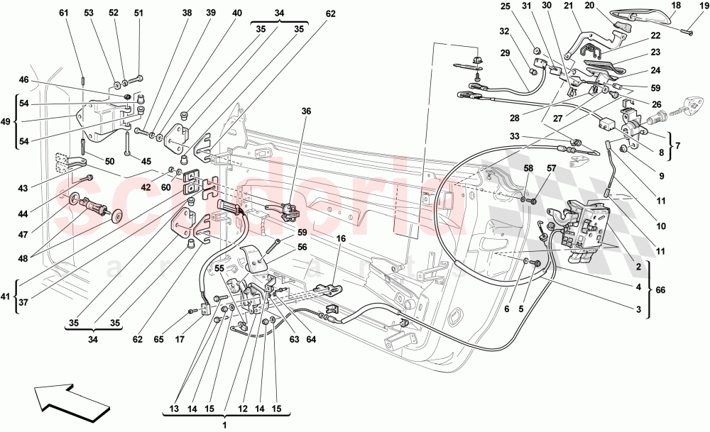 DOORS - OPENING MECHANISM AND HINGES of Ferrari Ferrari 430 Scuderia