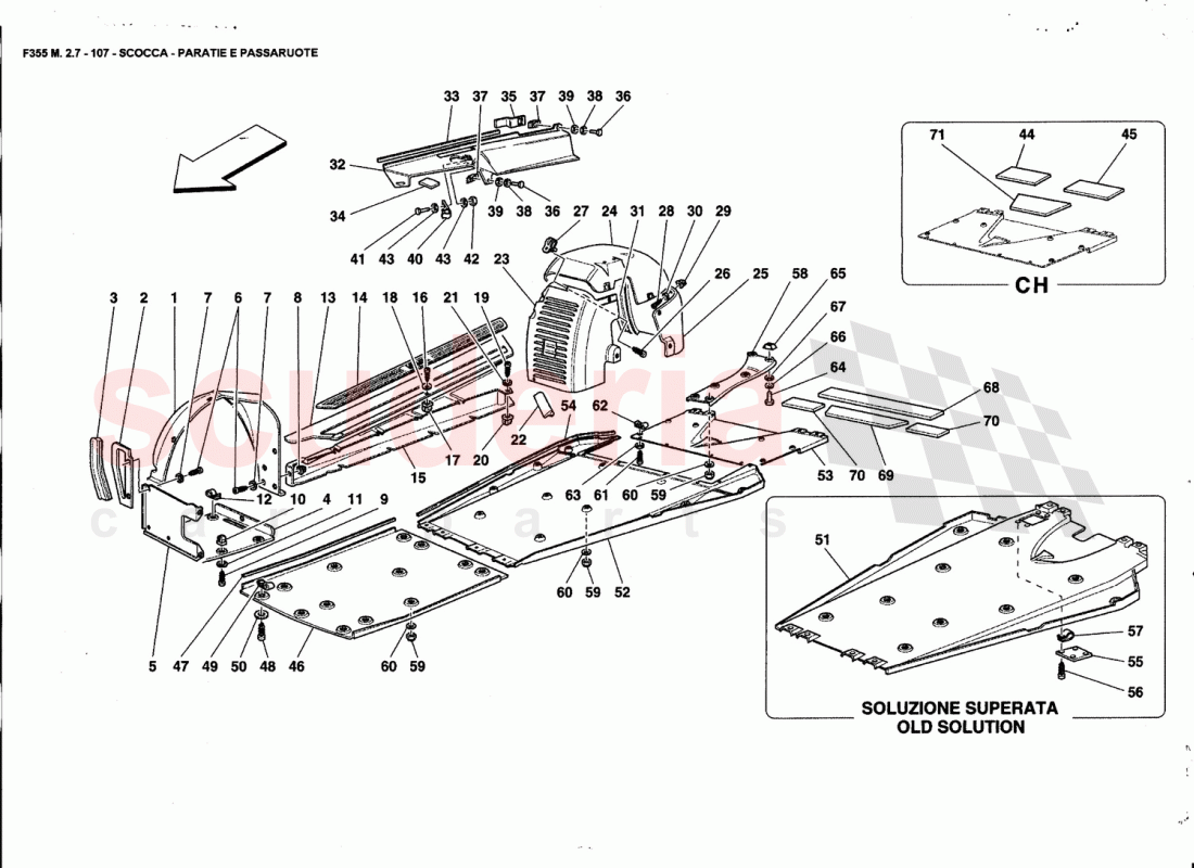 BODY - SHIELDS AND WHEELHOUSES of Ferrari Ferrari 355 (2.7 Motronic)