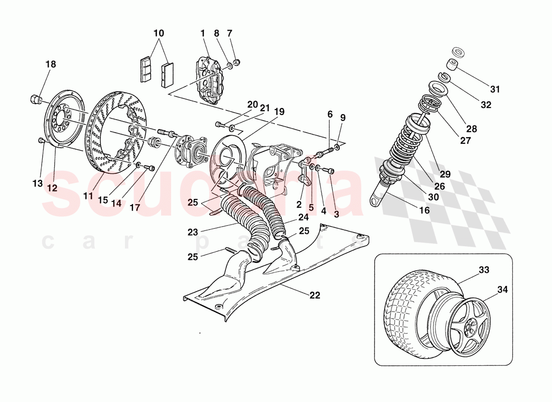 Brakes - Shock-Absorbers - Rear Air Intakes - Wheels of Ferrari Ferrari 355 Challenge (1999)