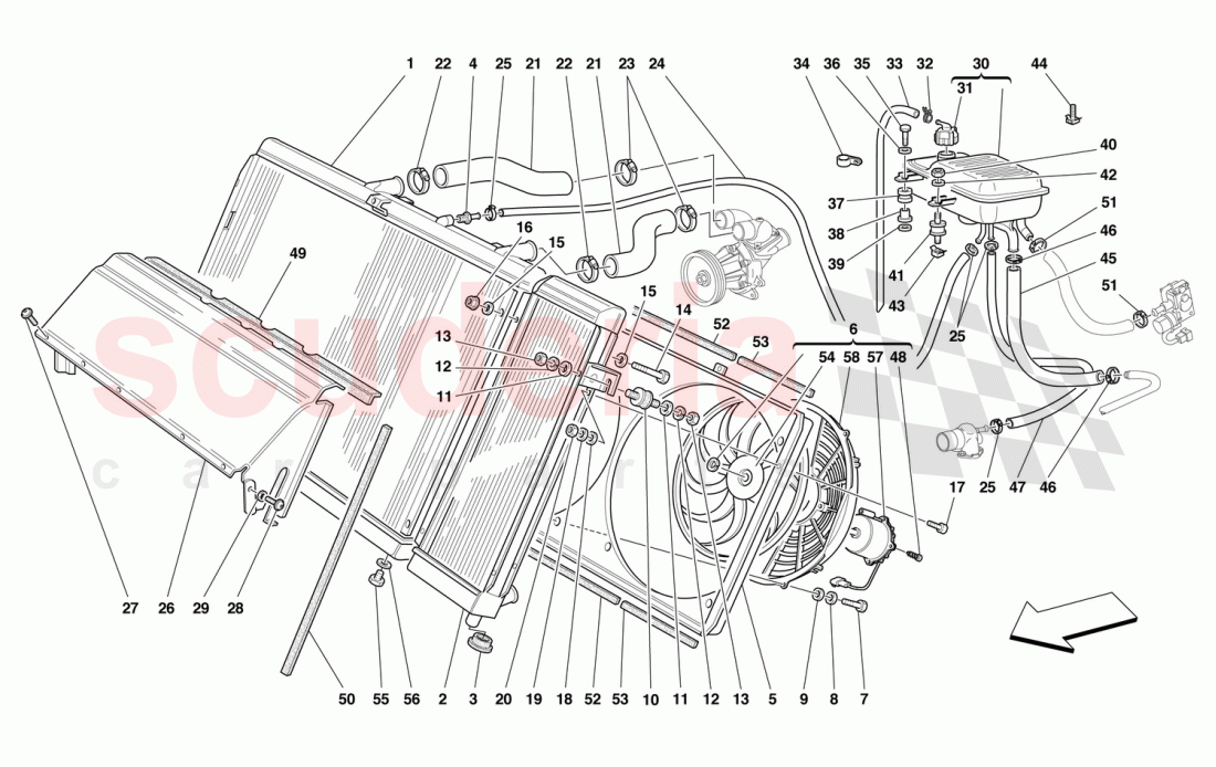 COOLING SYSTEM - RADIATOR AND NOURICE of Ferrari Ferrari 550 Barchetta