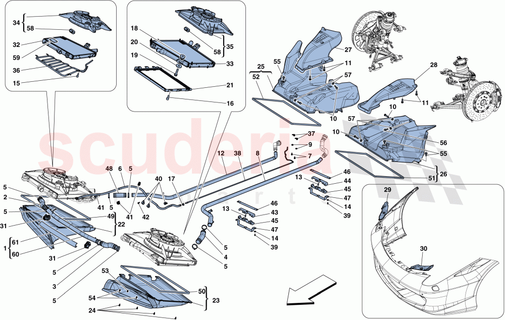 COOLING - RADIATORS AND AIR DUCTS of Ferrari Ferrari 458 Spider