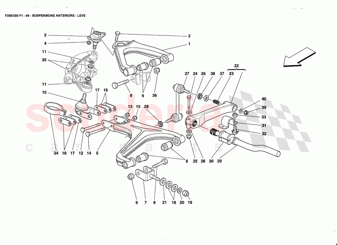 FRONT SUSPENSION - WISHBONES of Ferrari Ferrari 355 (5.2 Motronic)