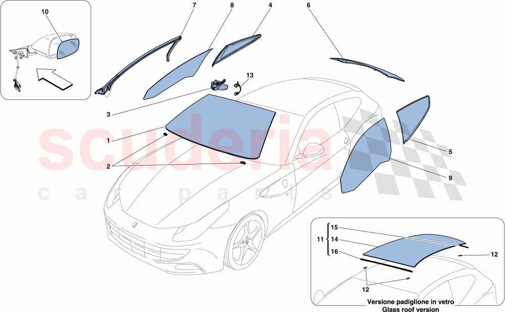 SCREENS, WINDOWS AND SEALS of Ferrari Ferrari FF