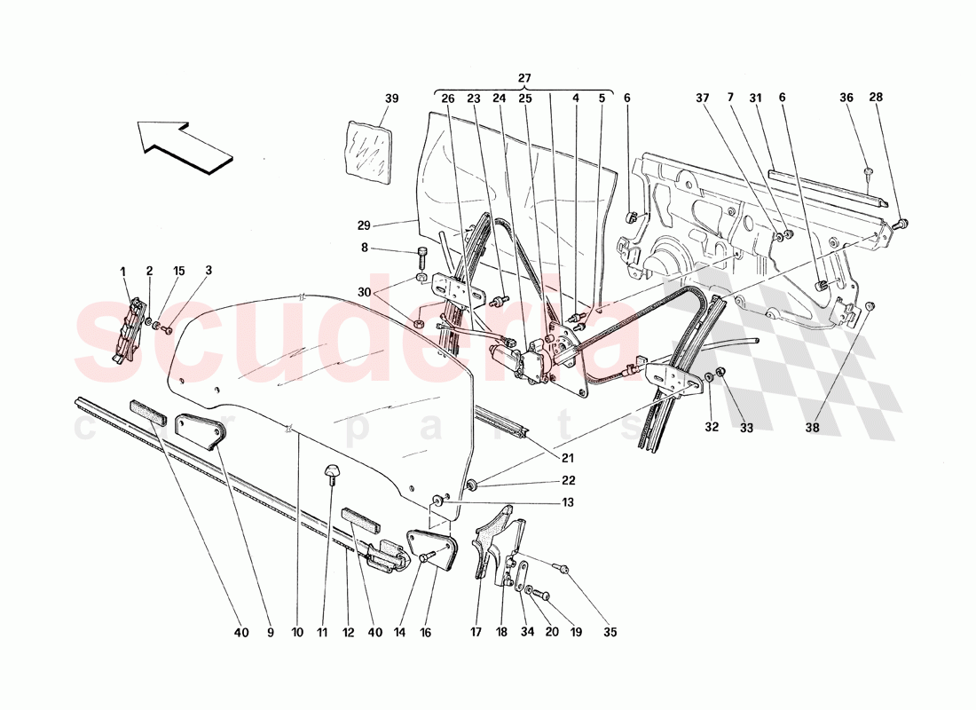 Doors - Glass Lifting Device of Ferrari Ferrari 348 TS (1993)