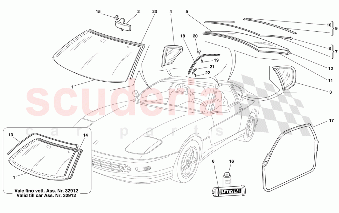 GLASSES AND GASKET of Ferrari Ferrari 456 M GT/GTA