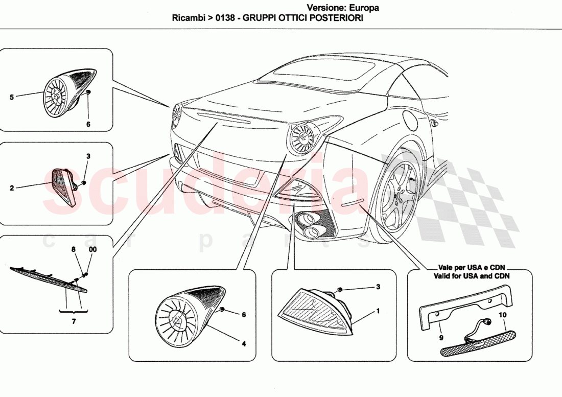 TAILLIGHT CLUSTERS of Ferrari Ferrari California (2008-2011)