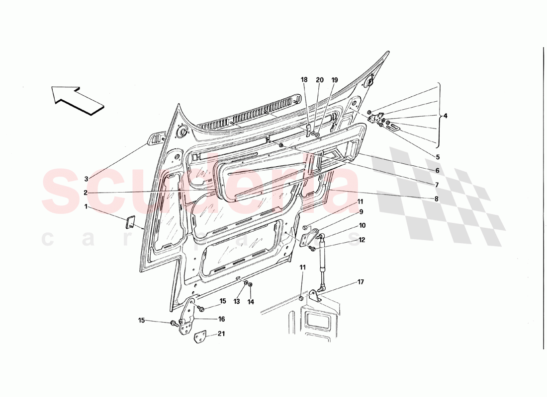 Front Hood of Ferrari Ferrari 348 TB (1993)