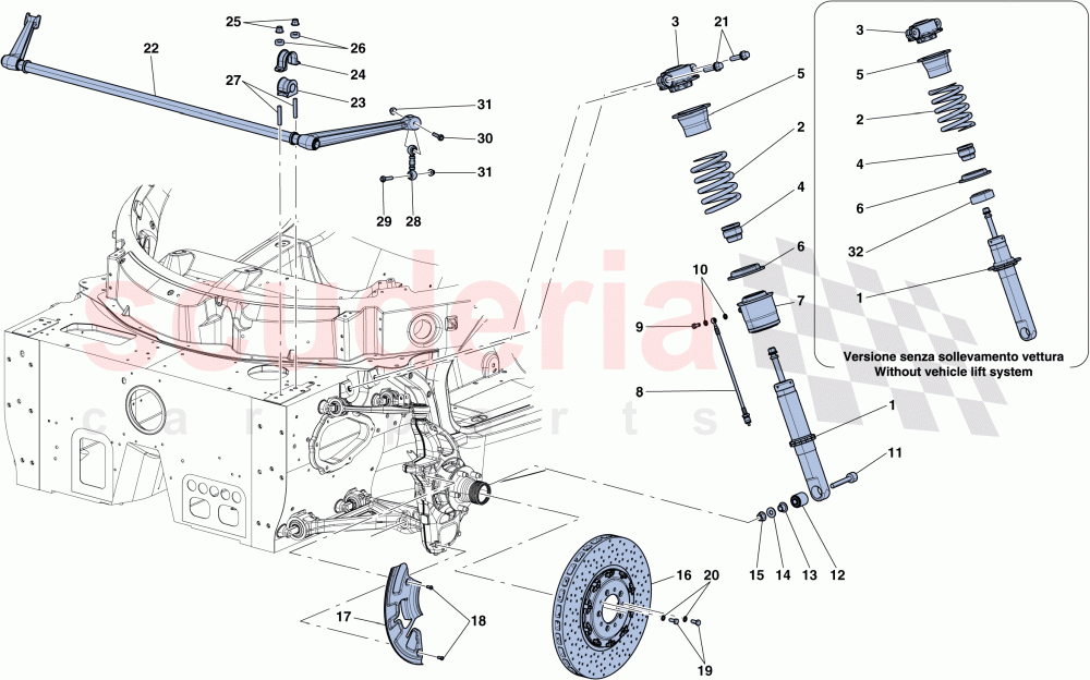 FRONT SUSPENSION - SHOCK ABSORBER AND BRAKE DISC of Ferrari Ferrari LaFerrari Aperta