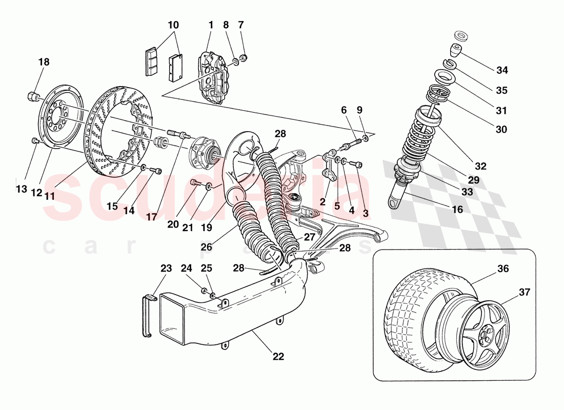 Brakes - Shock-Absorbers - Front Air Intakes - Wheels of Ferrari Ferrari 355 Challenge (1999)