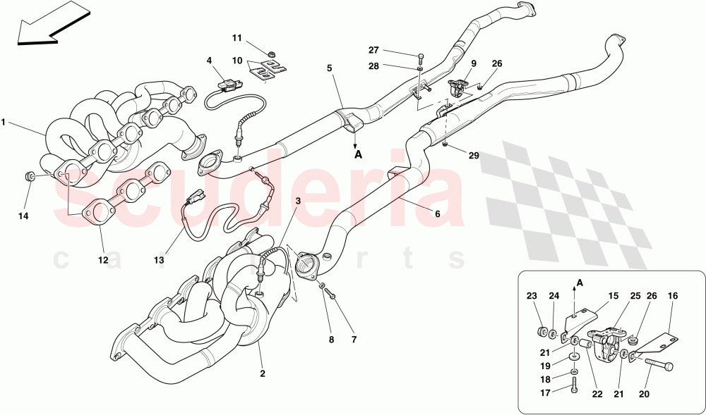 FRONT EXHAUST SYSTEM of Ferrari Ferrari 599 SA Aperta