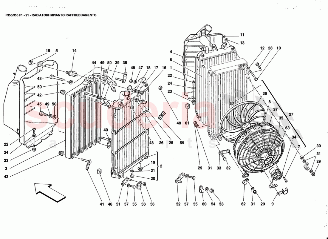 COOLING SYSTEM RADIATORS of Ferrari Ferrari 355 (5.2 Motronic)