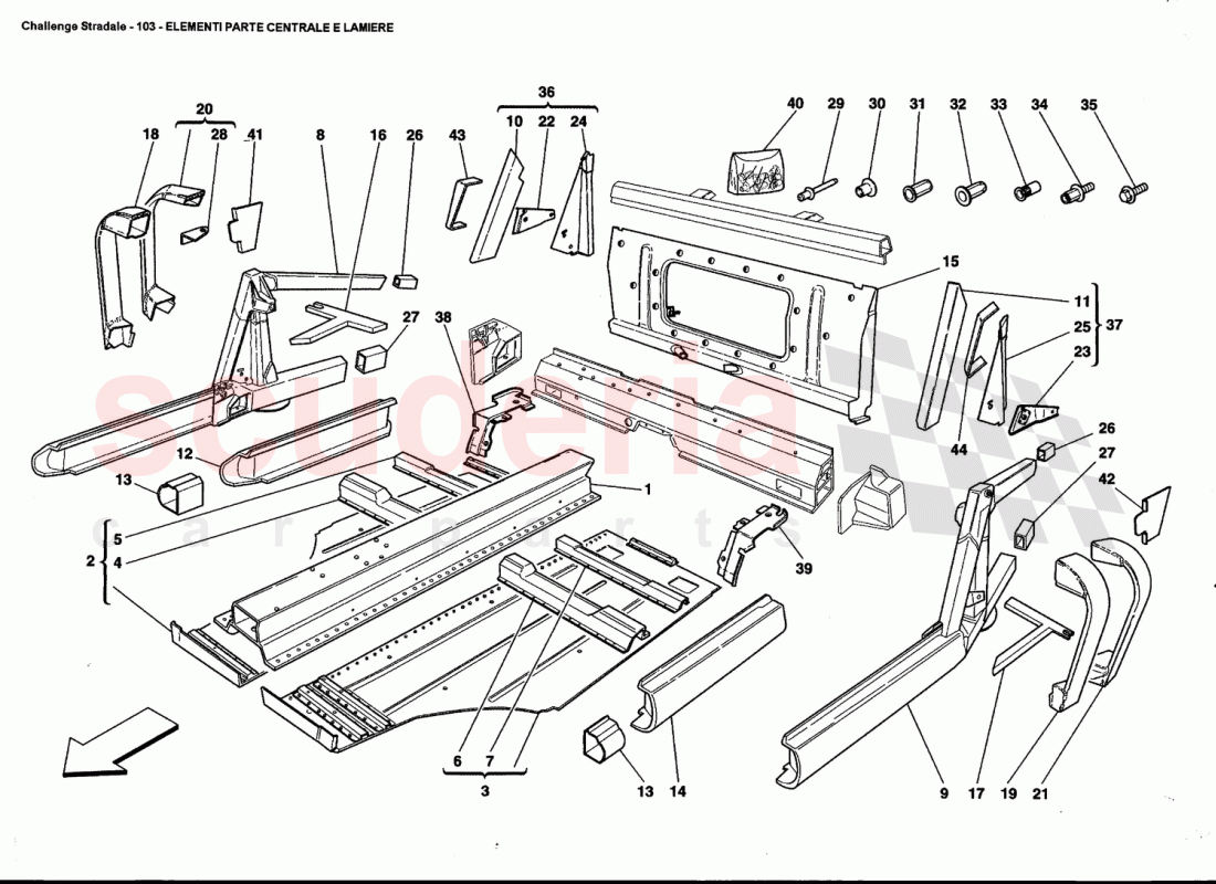 CENTRAL SIDE ELEMENTS AND PLATES of Ferrari Ferrari 360 Challenge Stradale