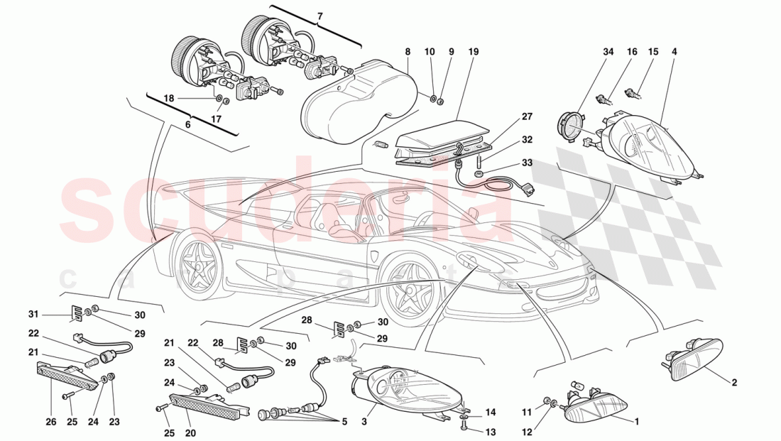 FRONT AND REAR LIGHTS of Ferrari Ferrari F50