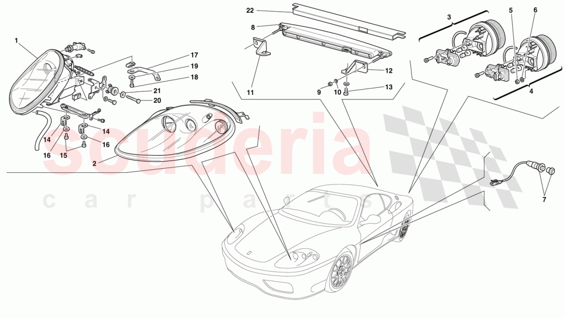 FRONT AND REAR LIGHTS of Ferrari Ferrari 360 Challenge (2000)