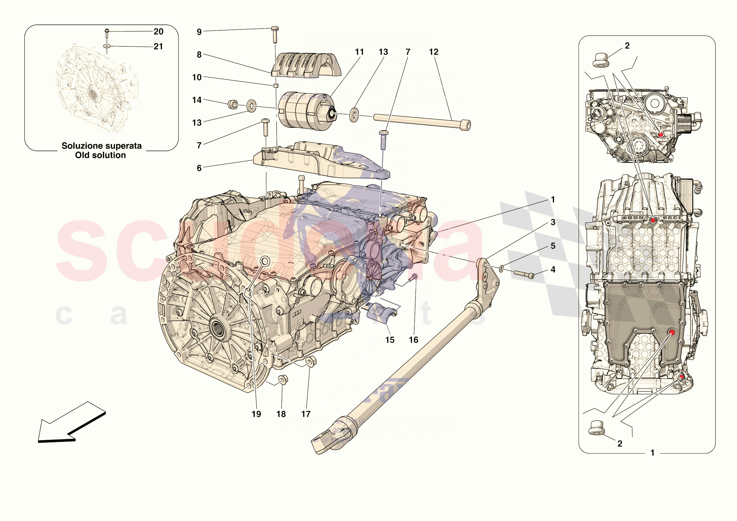 GEARBOX AND FASTENERS of Ferrari Ferrari 296 GTB Europe RH