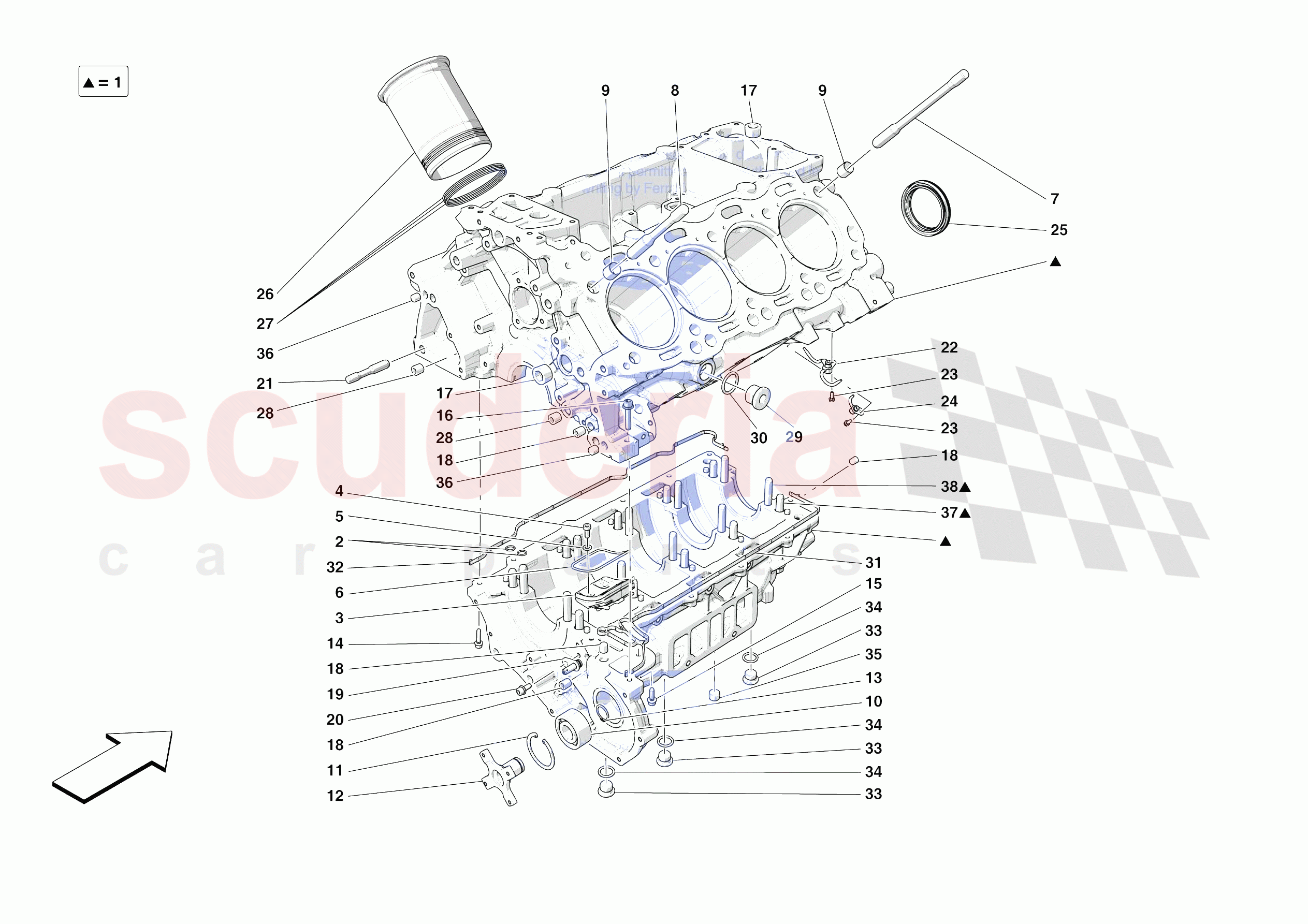 CRANKCASE of Ferrari Ferrari 488 Pista Europe