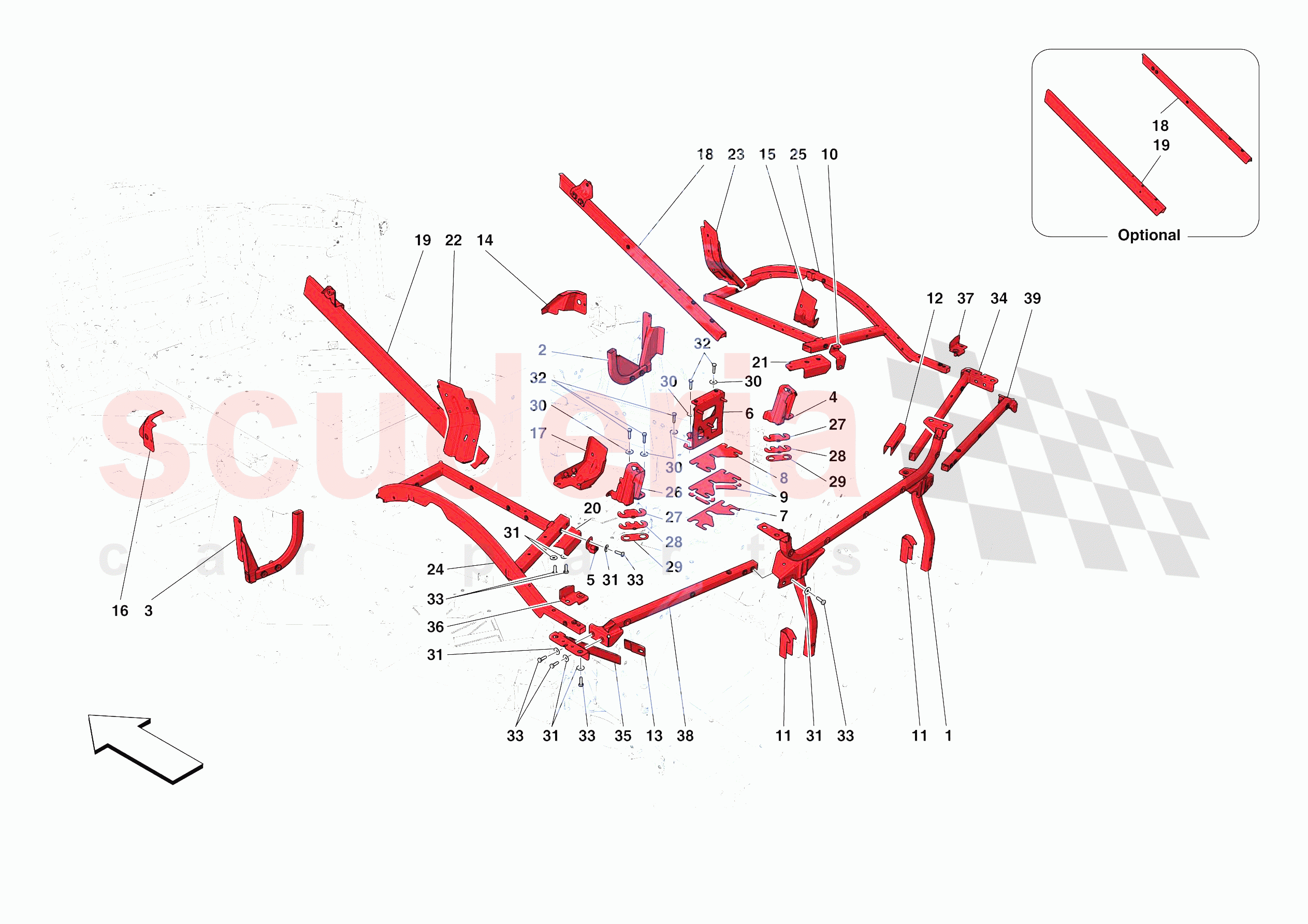 REAR SUBSTRUCTURE of Ferrari Ferrari 488 Pista USA