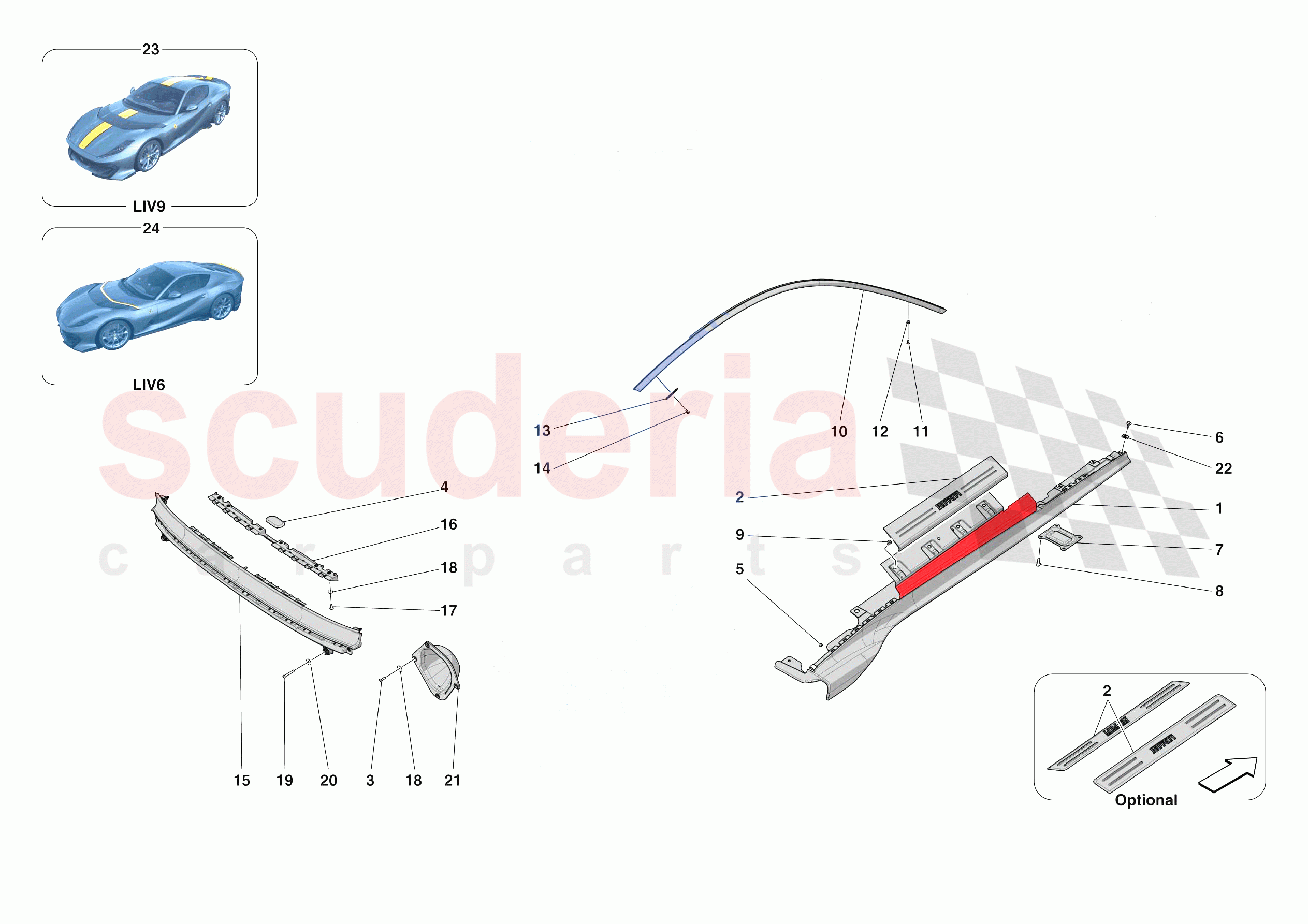 EXTERNAL LATERAL TRIM of Ferrari Ferrari 812 Competizione USA