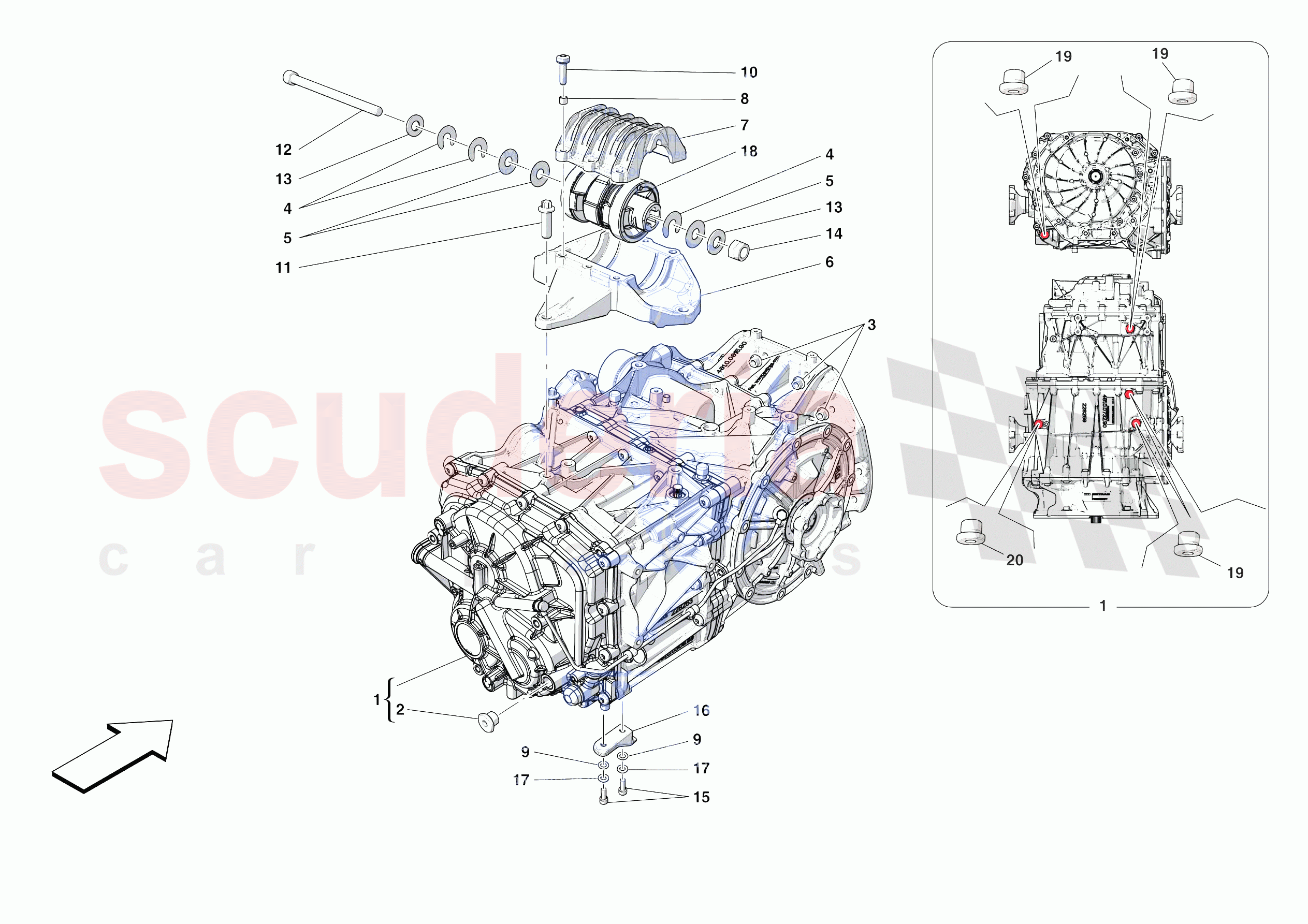 GEARBOX AND FASTENERS of Ferrari Ferrari F8 Spider USA