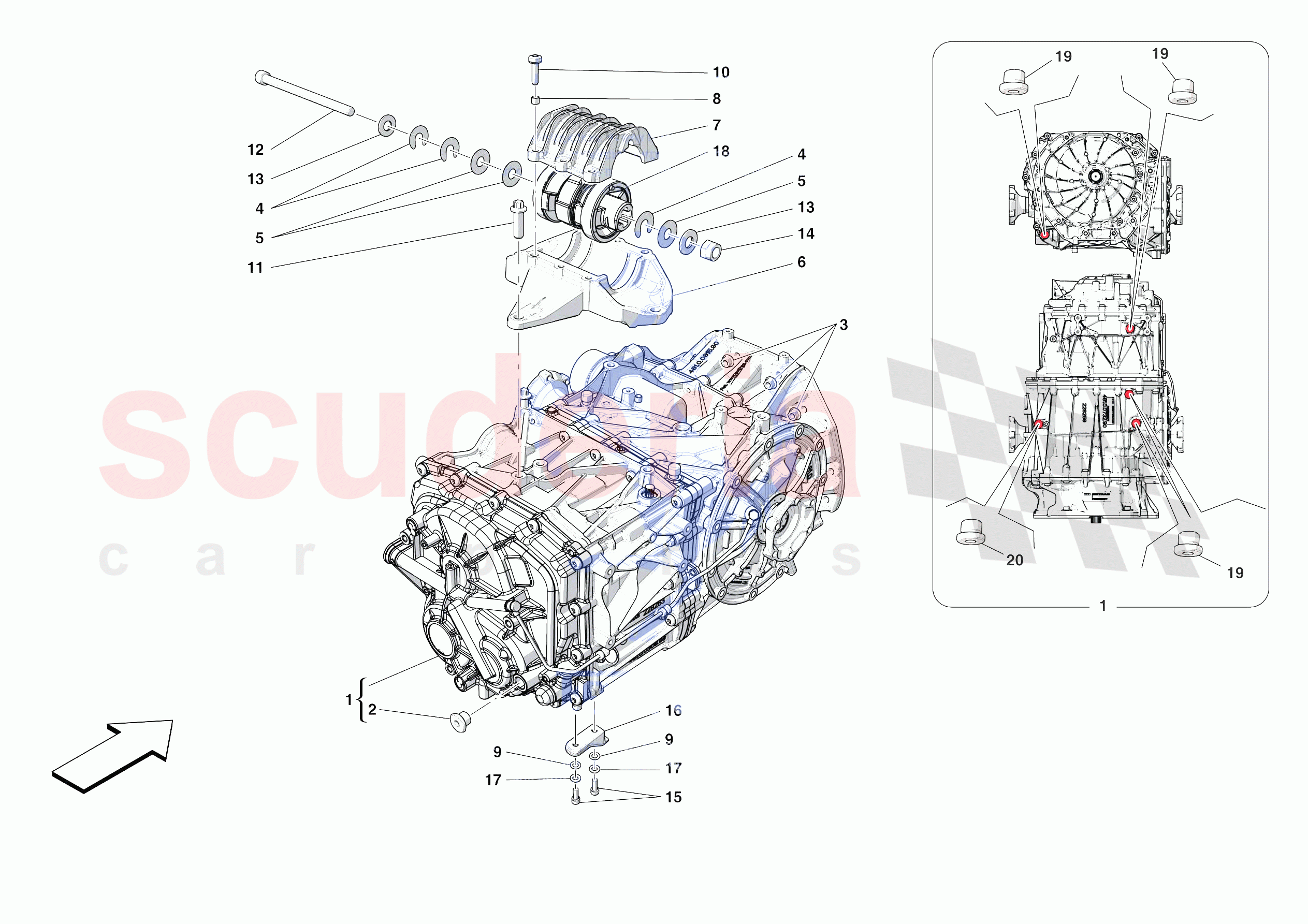 GEARBOX AND FASTENERS of Ferrari Ferrari F8 Tributo Europe RH