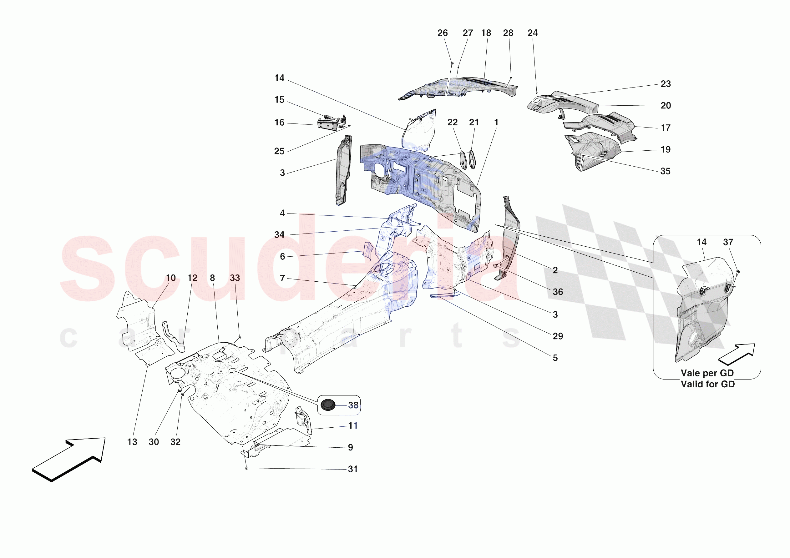 ENGINE COMPARTMENT INSULATION of Ferrari Ferrari Purosangue Europe RH