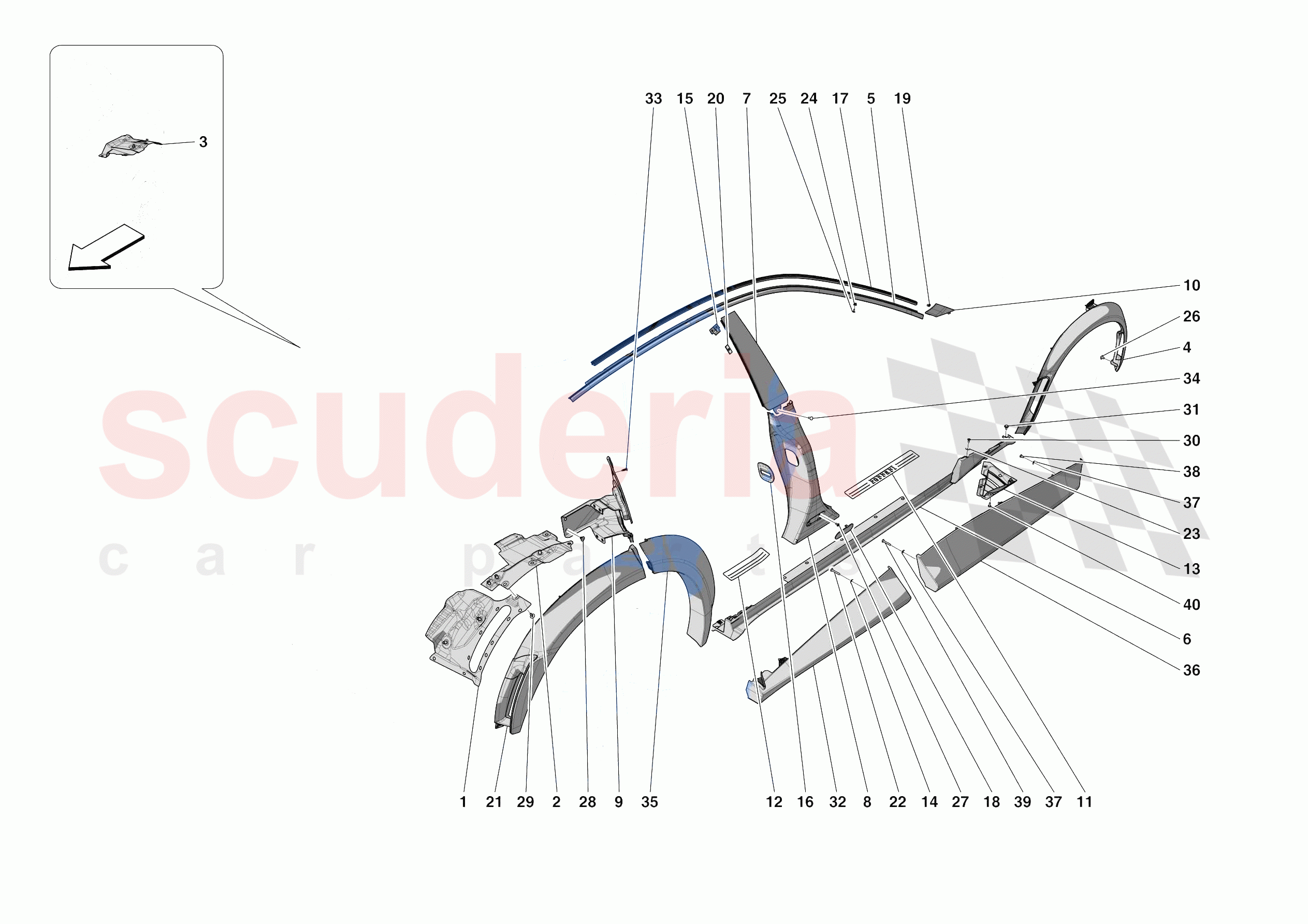 EXTERNAL LATERAL TRIM of Ferrari Ferrari Purosangue Europe RH