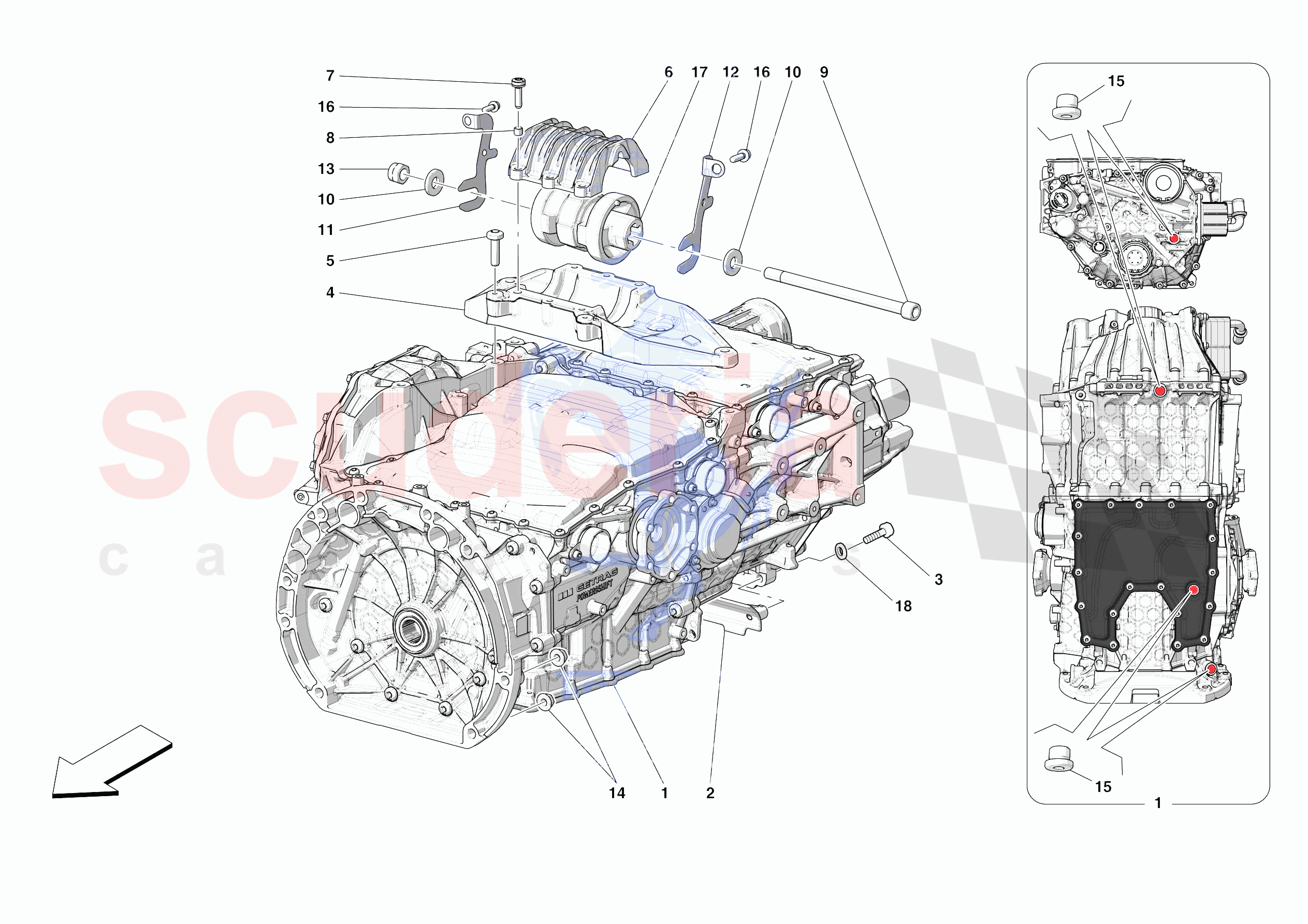 GEARBOX AND FASTENERS of Ferrari Ferrari SF90 Spider Europe RH