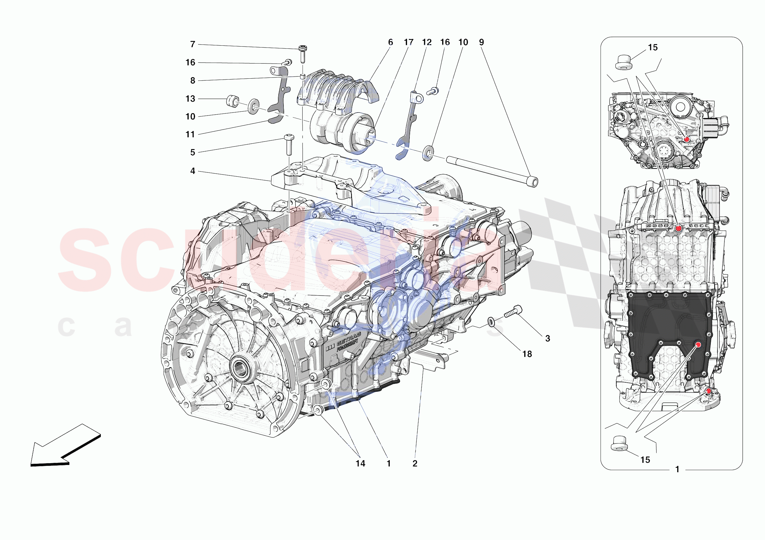 GEARBOX AND FASTENERS of Ferrari Ferrari SF90 Stradale Europe RH