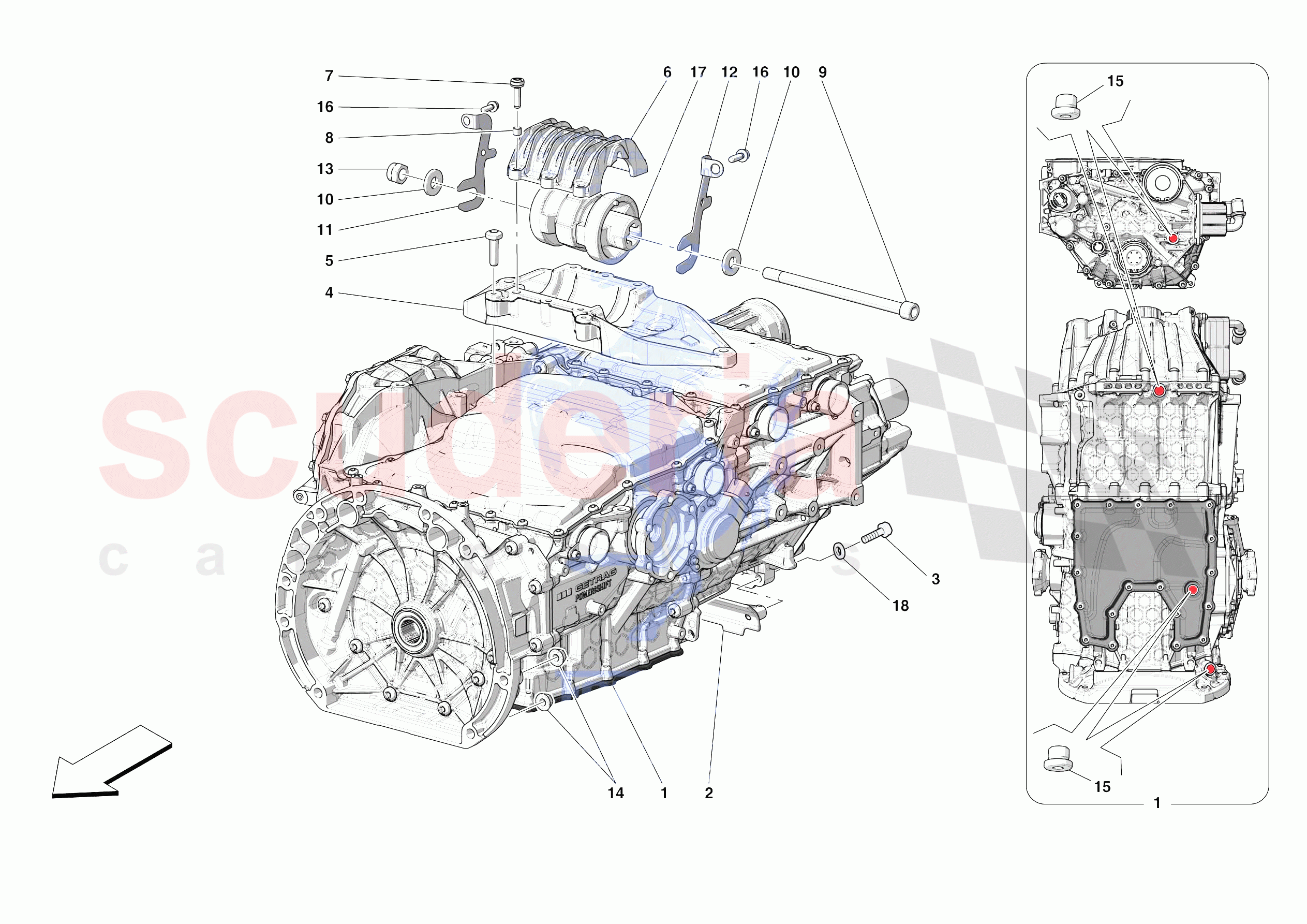 GEARBOX AND FASTENERS of Ferrari Ferrari SF90 XX Stradle Europe