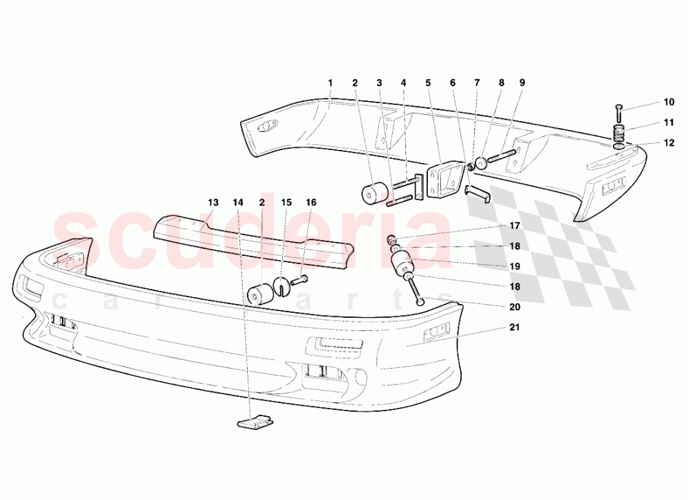 Bumpers (Valid for USA Version - April 1994) of Lamborghini Lamborghini Diablo VT (1993-1998)