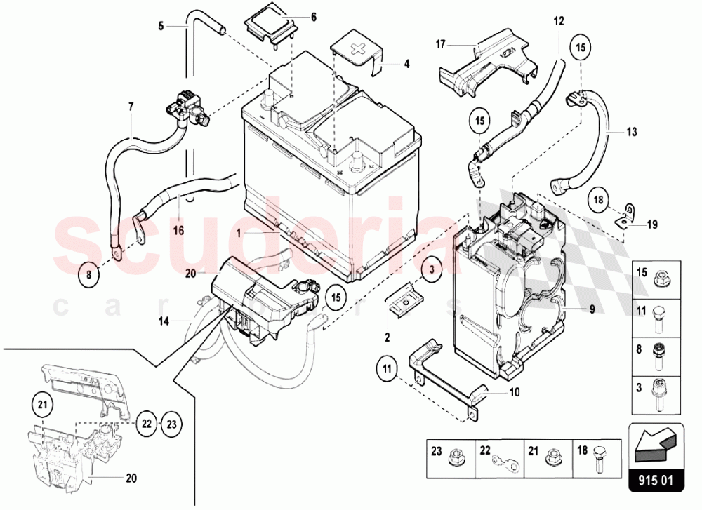 BATTERY - BATTERY MOUNTING of Lamborghini Lamborghini Aventador LP750 SV Roadster