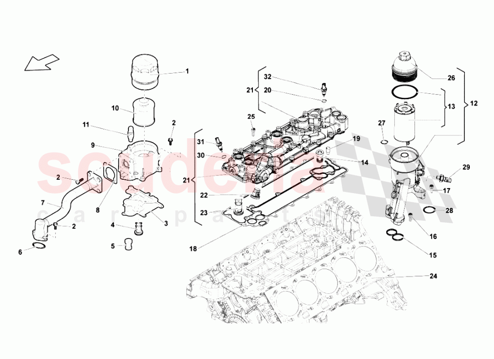 OIL FILTER of Lamborghini Lamborghini Gallardo LP550 Spyder