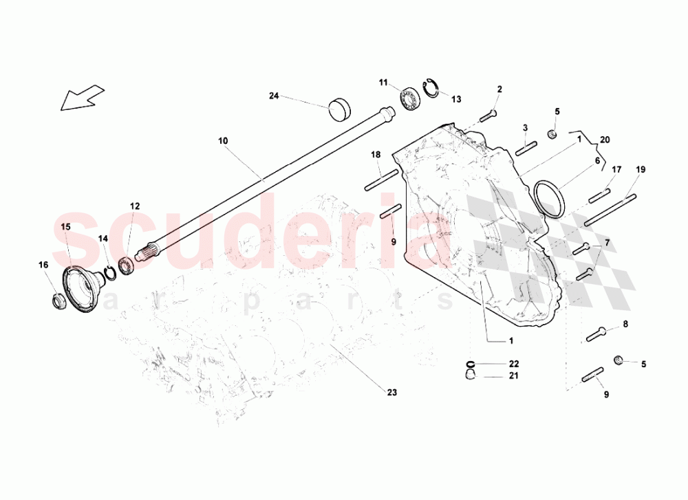 Timing Chain Cover - Propeller Shaft of Lamborghini Lamborghini Gallardo (2006-2007)