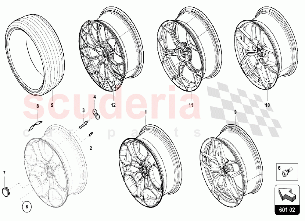 Front Wheels of Lamborghini Lamborghini Huracan LP640 Performante Coupe