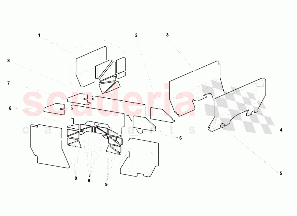 Engine Compartment Insulating Panels of Lamborghini Lamborghini Murcielago Roadster