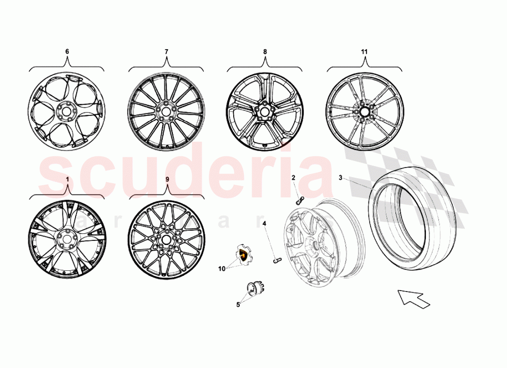 Front Tyres of Lamborghini Lamborghini Gallardo (2003-2005)