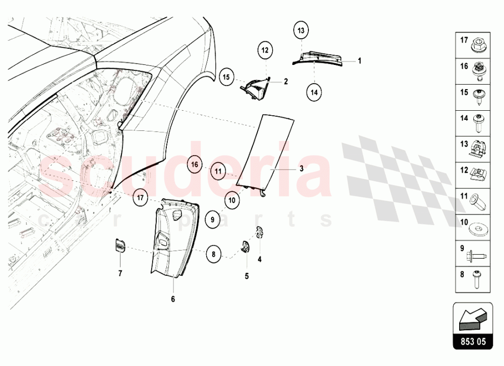 PILLAR TRIM of Lamborghini Lamborghini Huracan LP610 Coupe