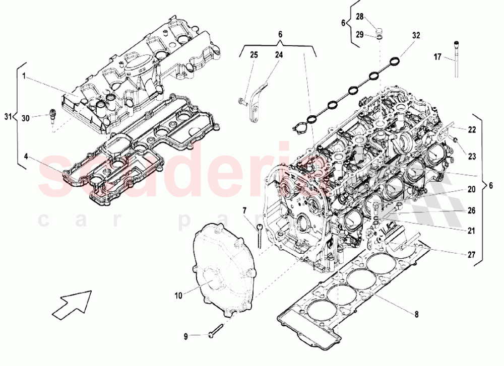 Complete Cylinder Head 1 of Lamborghini Lamborghini Gallardo LP550 Coupe