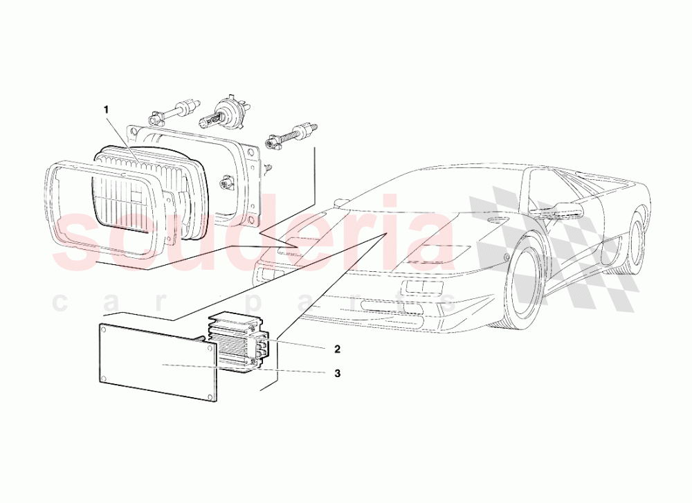 Lights (Valid for R.H.D. - March 1997) of Lamborghini Lamborghini Diablo SV (1995-1997)