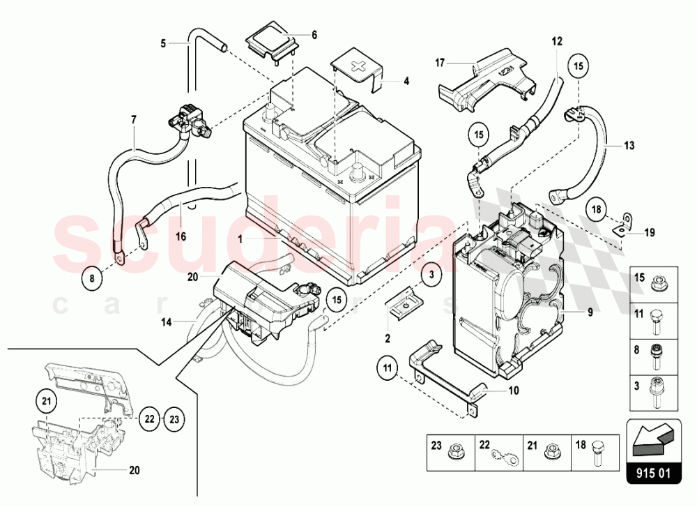 BATTERY - BATTERY MOUNTING of Lamborghini Lamborghini Aventador LP720 Coupe